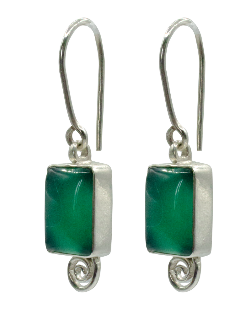 Green Onyx Snail Earrings