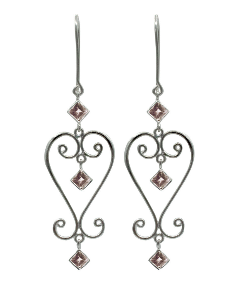 Smoky quartz Baba Heart Earrings