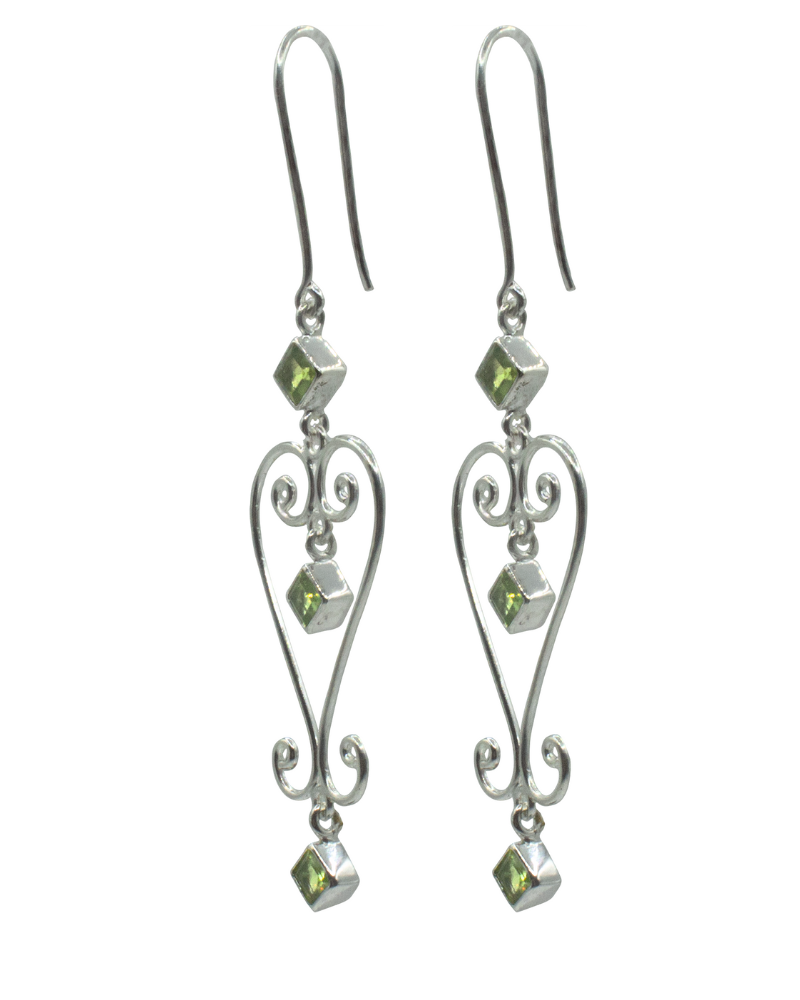 Peridot Baba Heart Earrings
