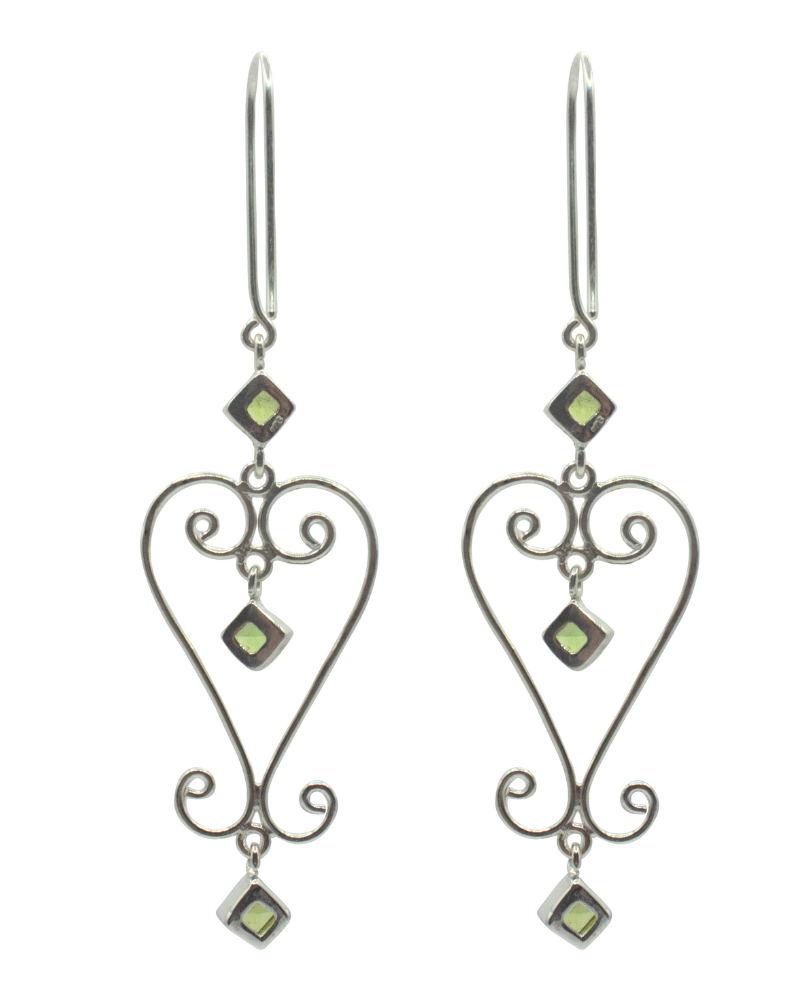 Peridot Baba Heart Earrings