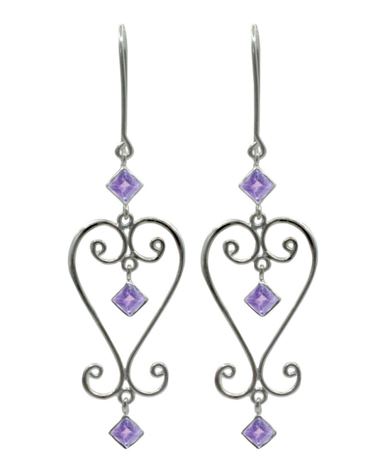 Amethyst Baba Heart Earrings