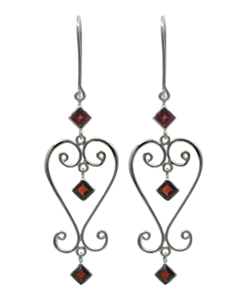 Garnet Baba Heart Earrings