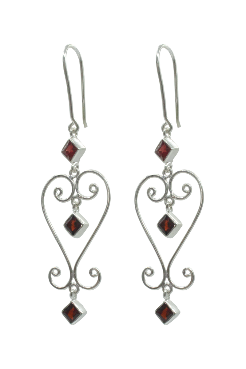 Garnet Baba Heart Earrings