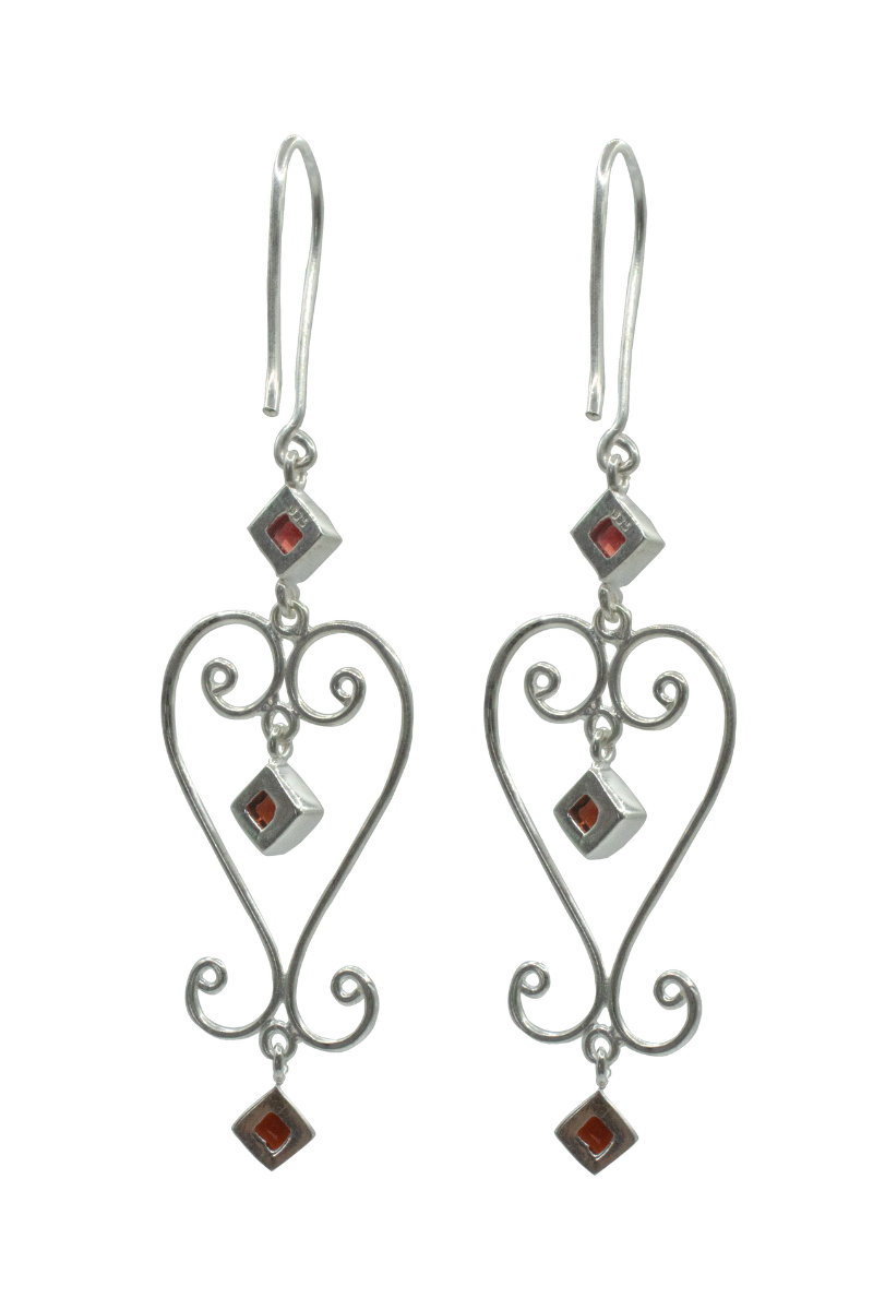 Garnet Baba Heart Earrings