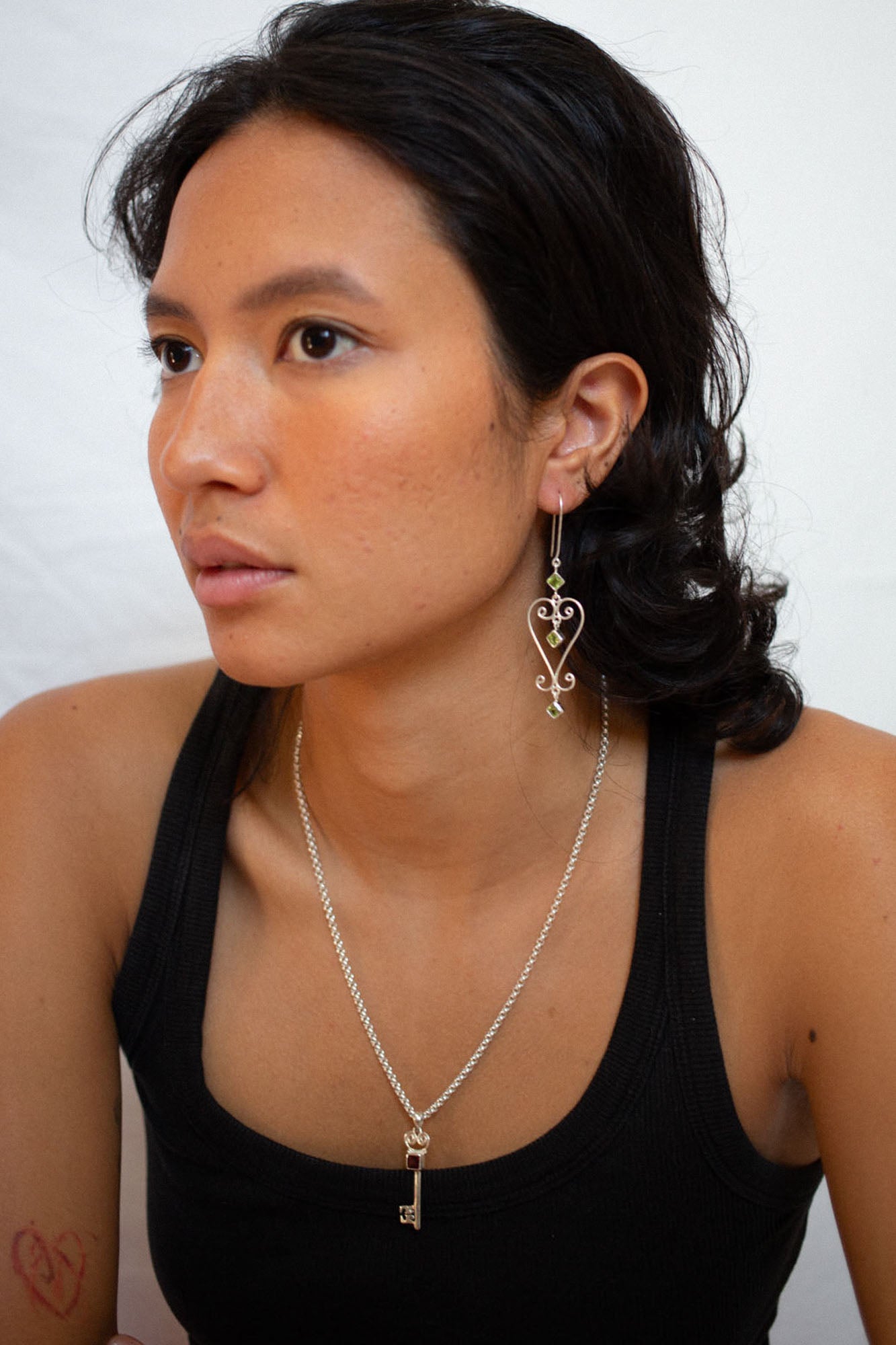 Peridot Baba Heart Earrings