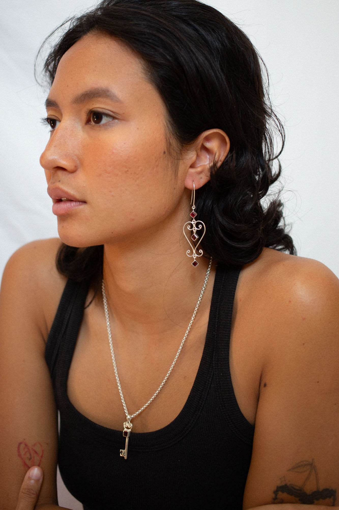 Garnet Baba Heart Earrings