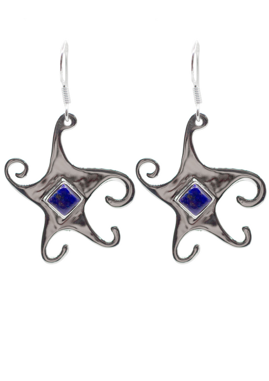 Lapis Whimsical Star Earrings