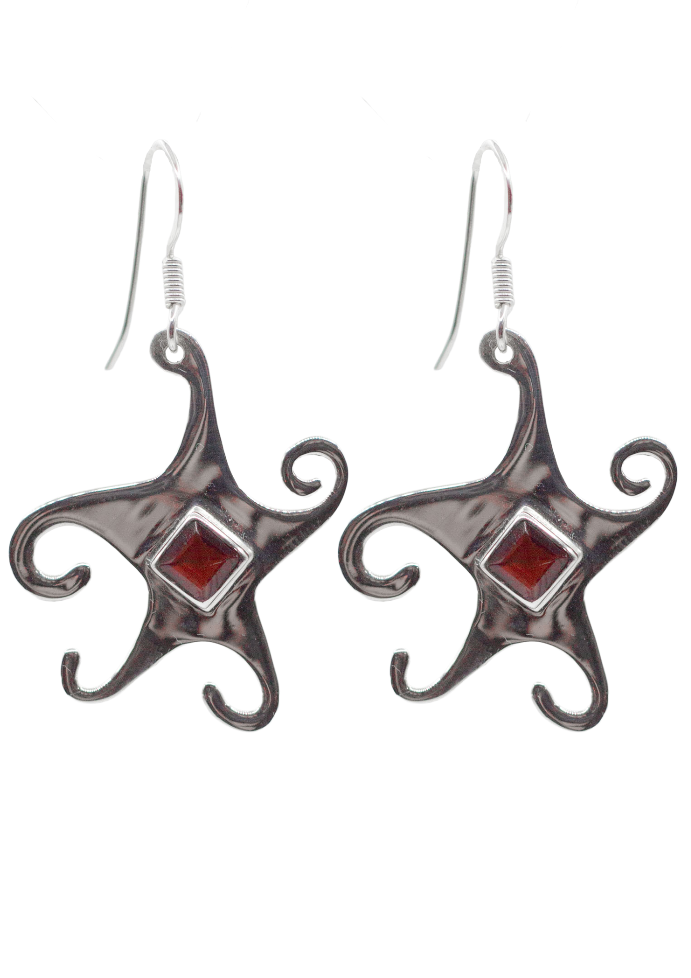 Garnet Whimsical Star Earrings