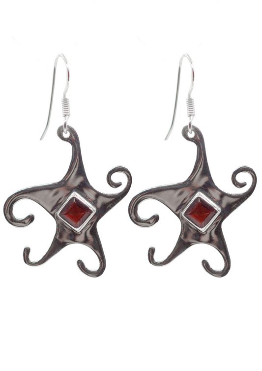 Garnet Whimsical Star Earrings
