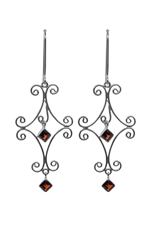 Garnet Diamond Eternity Earrings