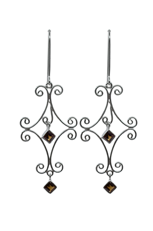 Smokey Quartz Diamond Eternity Earrings