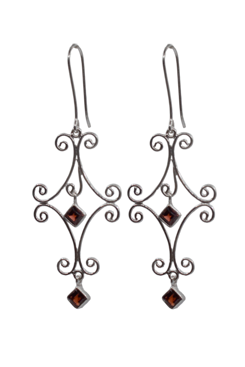 Garnet Diamond Eternity Earrings