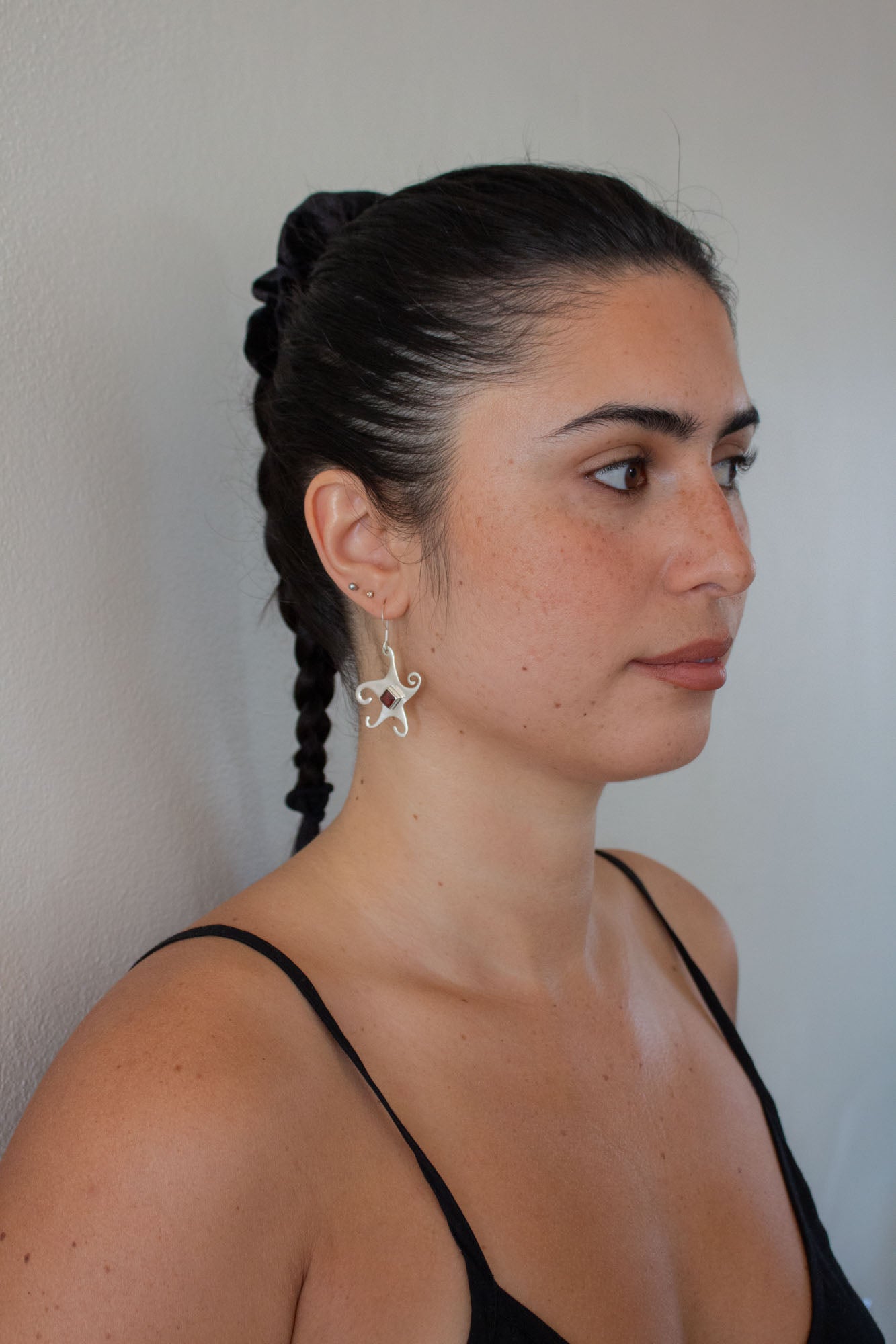 Garnet Whimsical Star Earrings