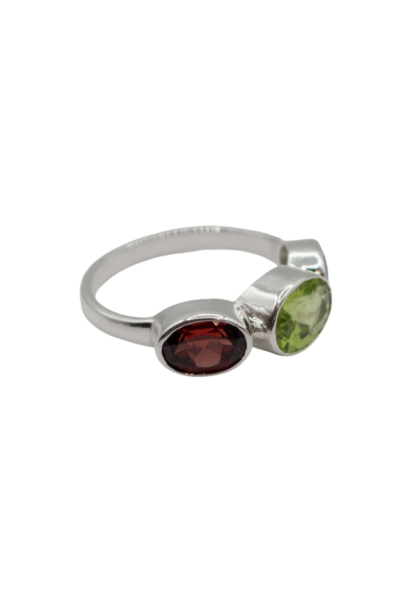 Garnet and Peridot Polkadot Ring