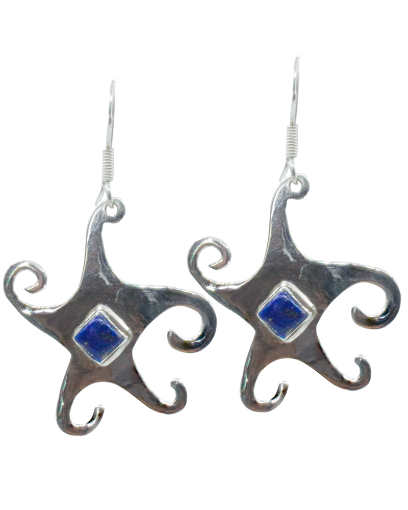 Lapis Whimsical Star Earrings