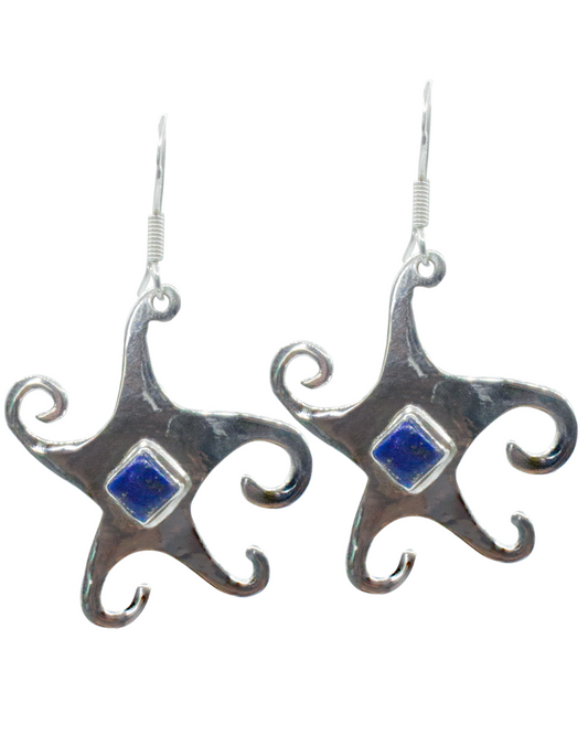 Lapis Whimsical Star Earrings