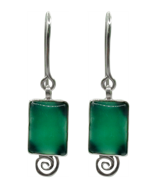 Green Onyx Snail Earrings