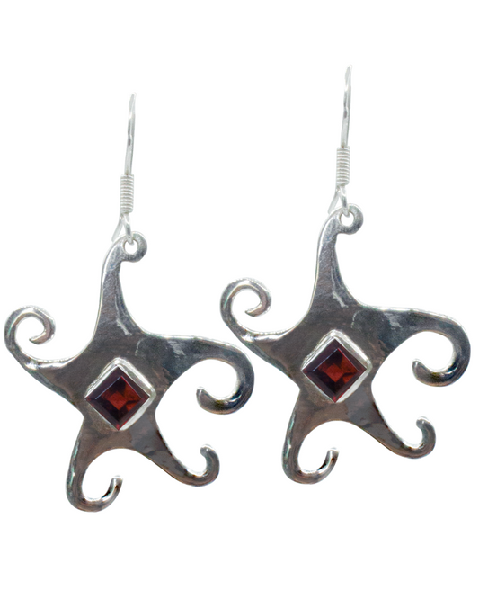 Garnet Whimsical Star Earrings