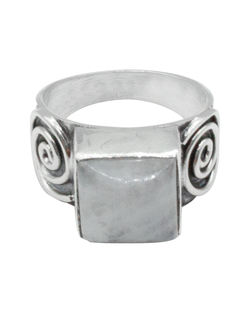Rainbow Moonstone Labyrinth Ring