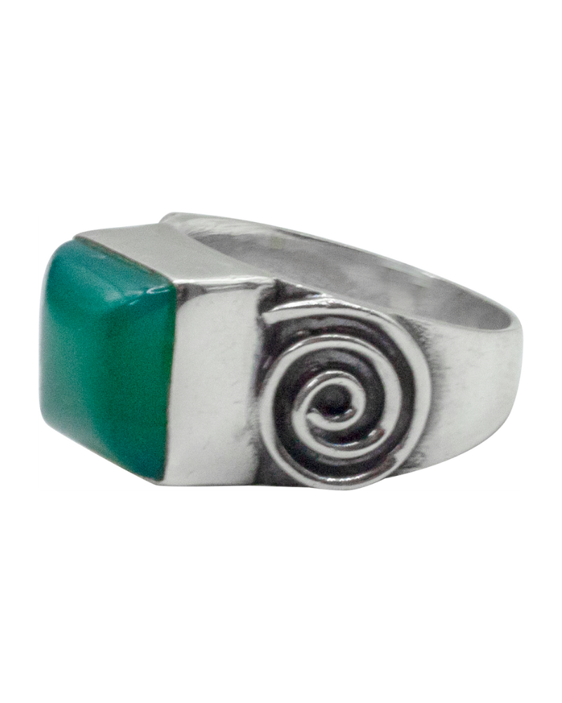 Green Onyx Labyrinth Ring