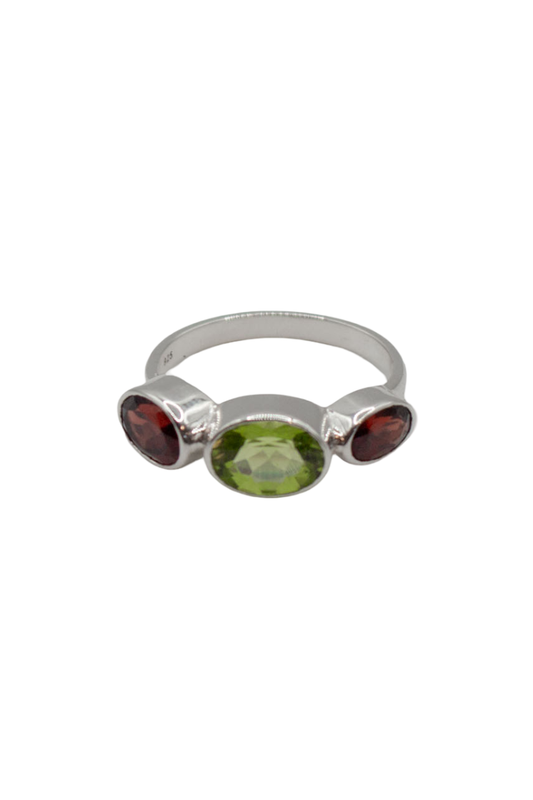 Garnet and Peridot Polkadot Ring