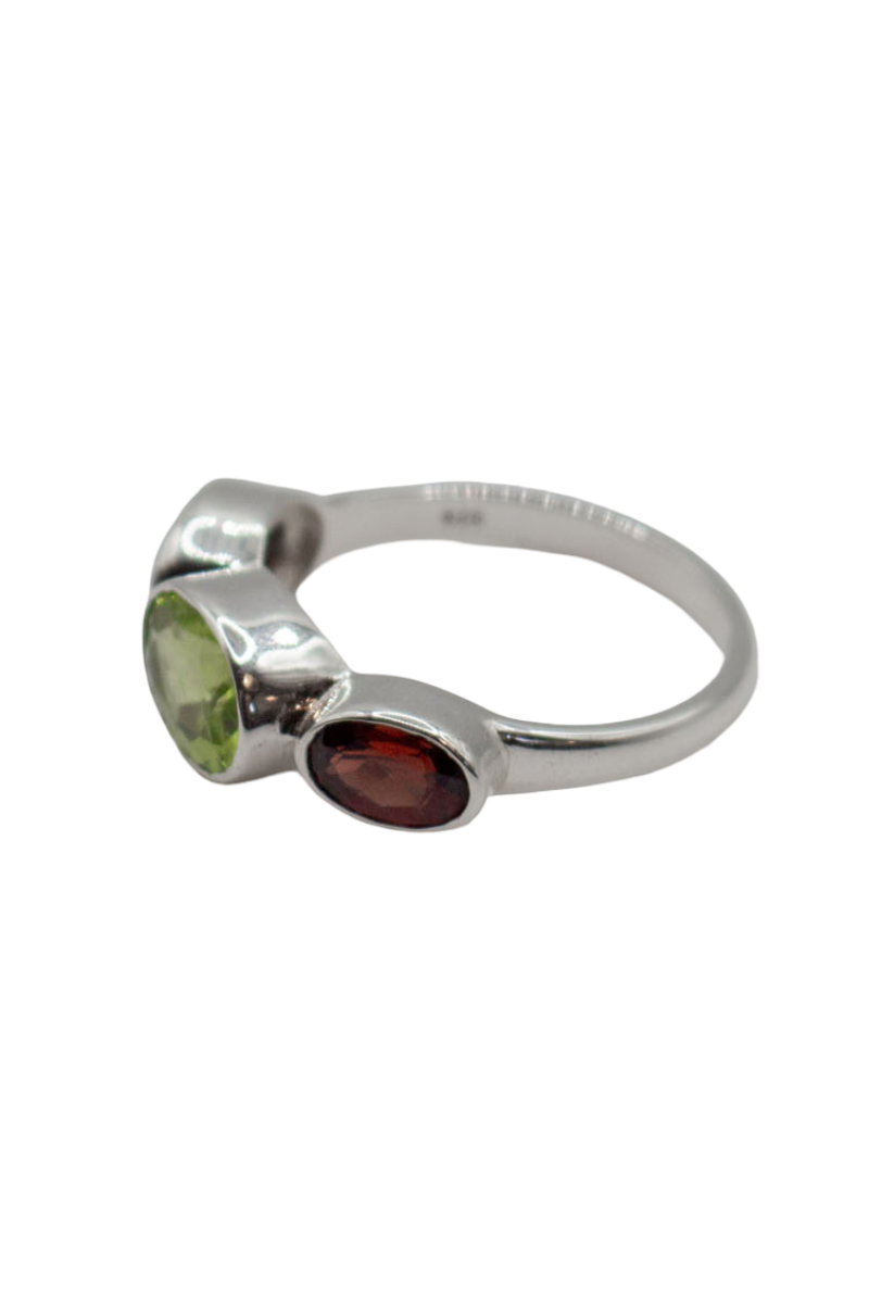 Garnet and Peridot Polkadot Ring