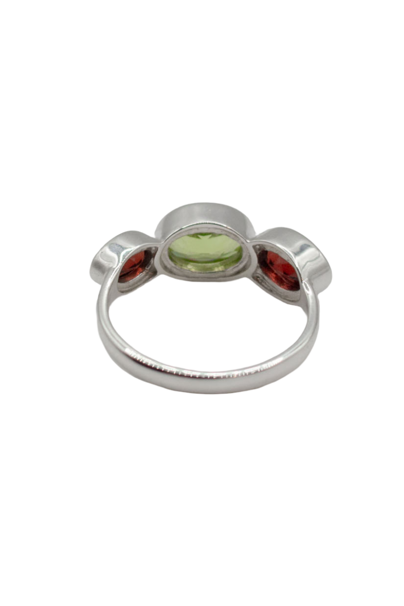 Garnet and Peridot Polkadot Ring