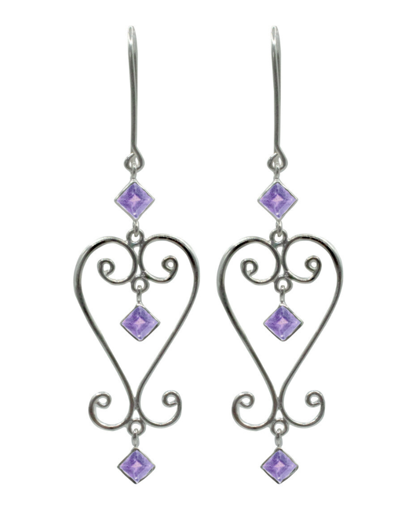 Amethyst Baba Heart Earrings