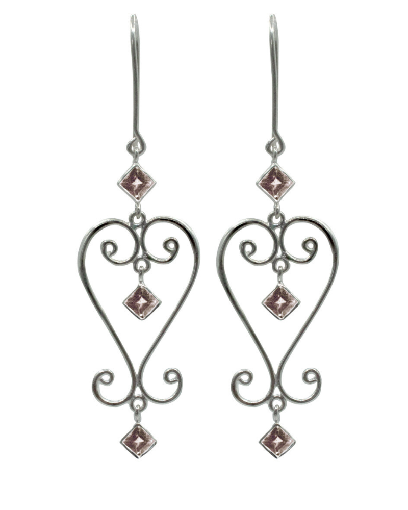 Smokey quartz Baba Heart Earrings