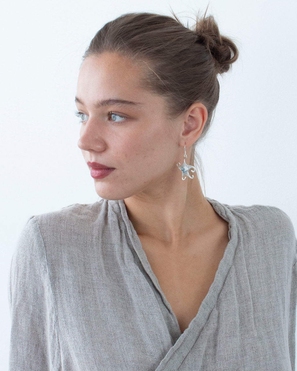 Blue Topaz Whimsical Star Earrings