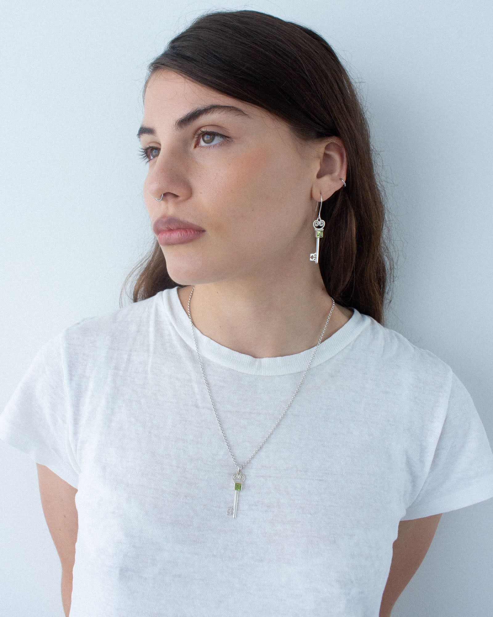 Peridot Lovers Key Pendant