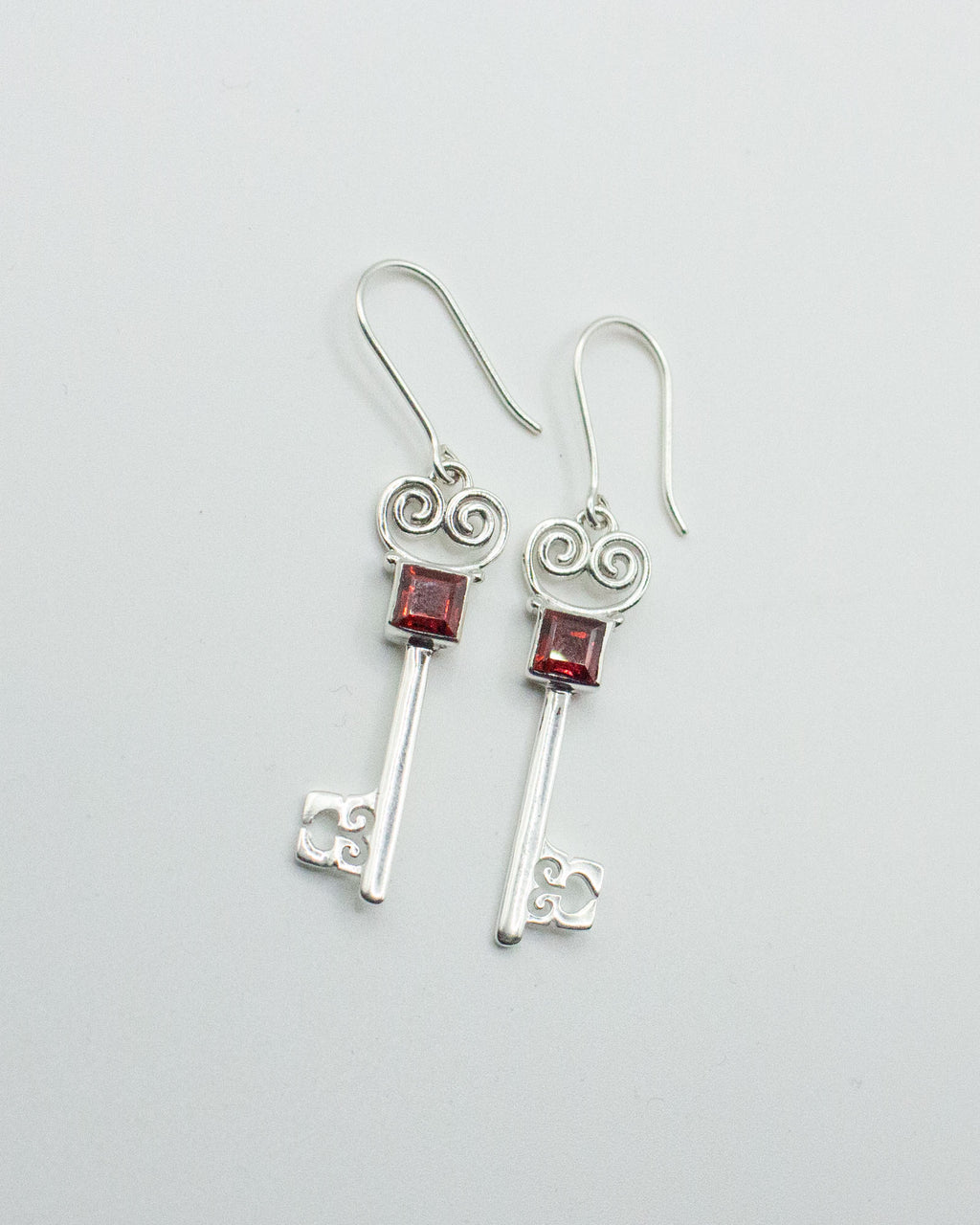 Garnet Lovers Key Earrings