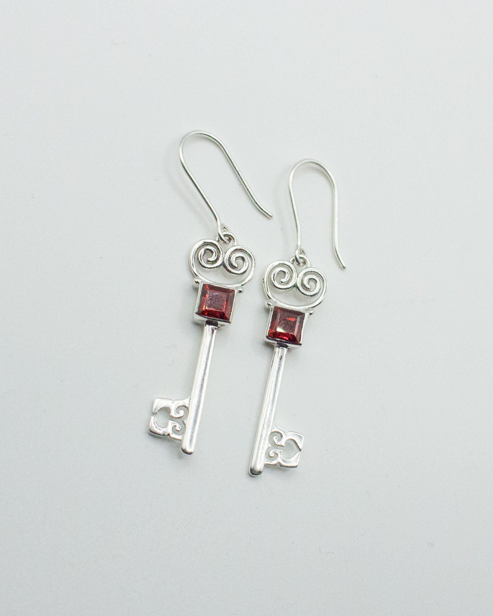 Garnet Lovers Key Earrings