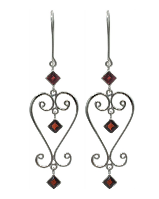 Garnet Baba Heart Earrings