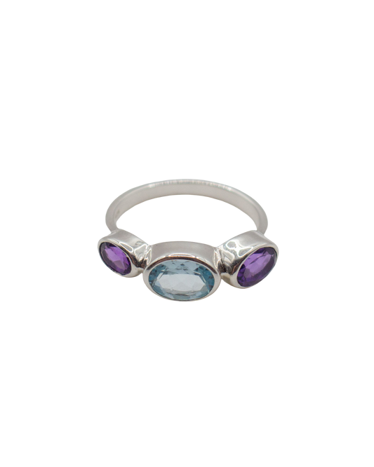 Amethyst and Blue Topaz Polkadot Ring