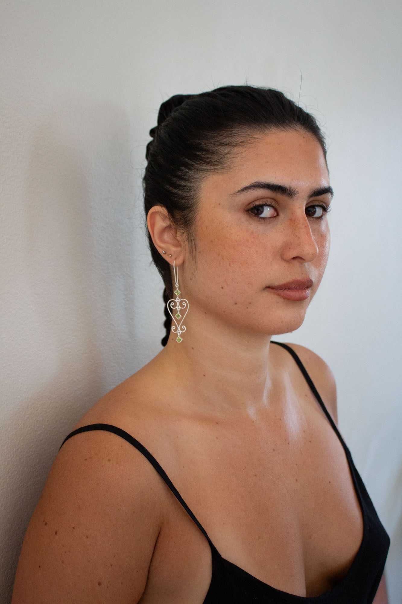 Peridot Baba Heart Earrings