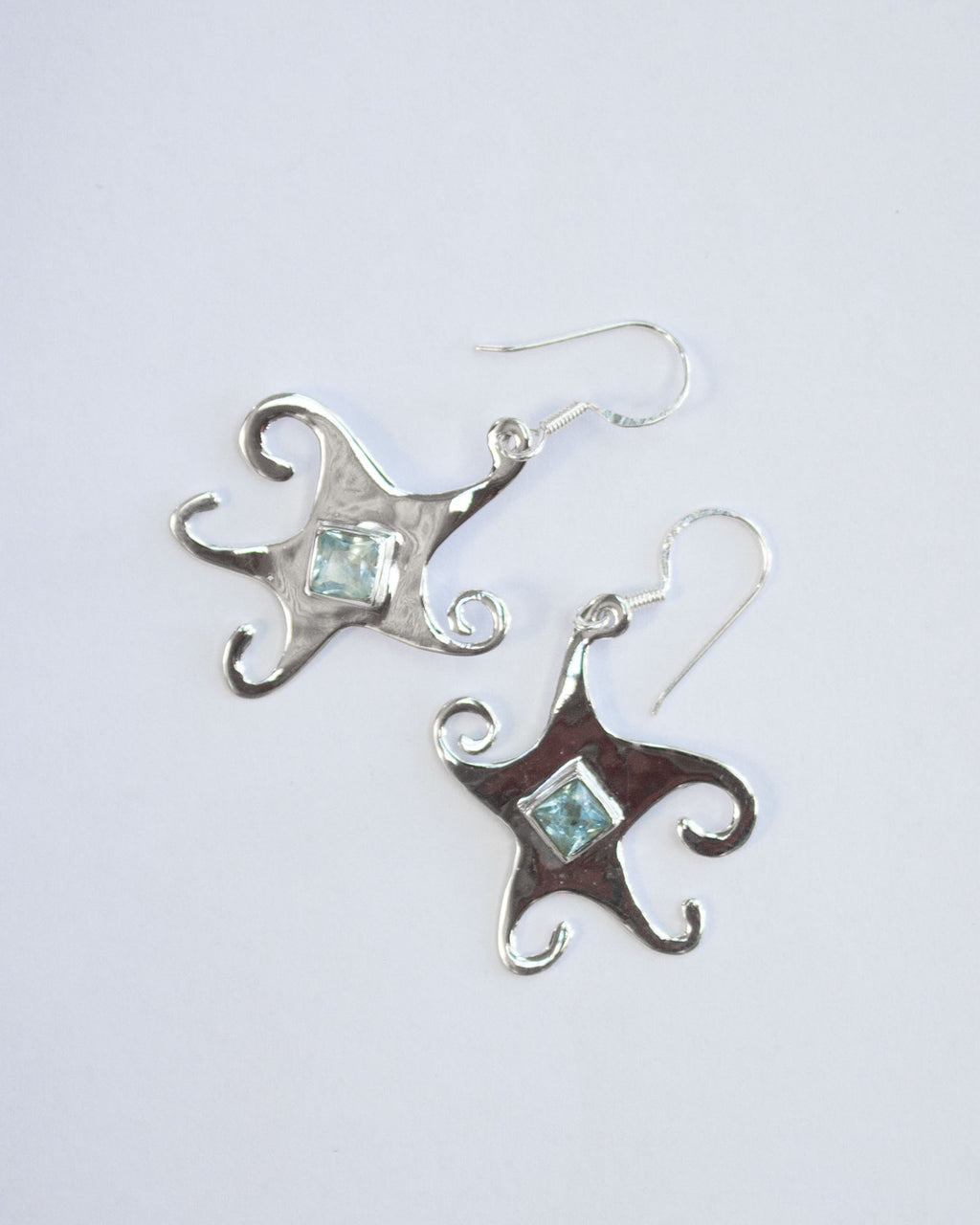 Blue Topaz Whimsical Star Earrings