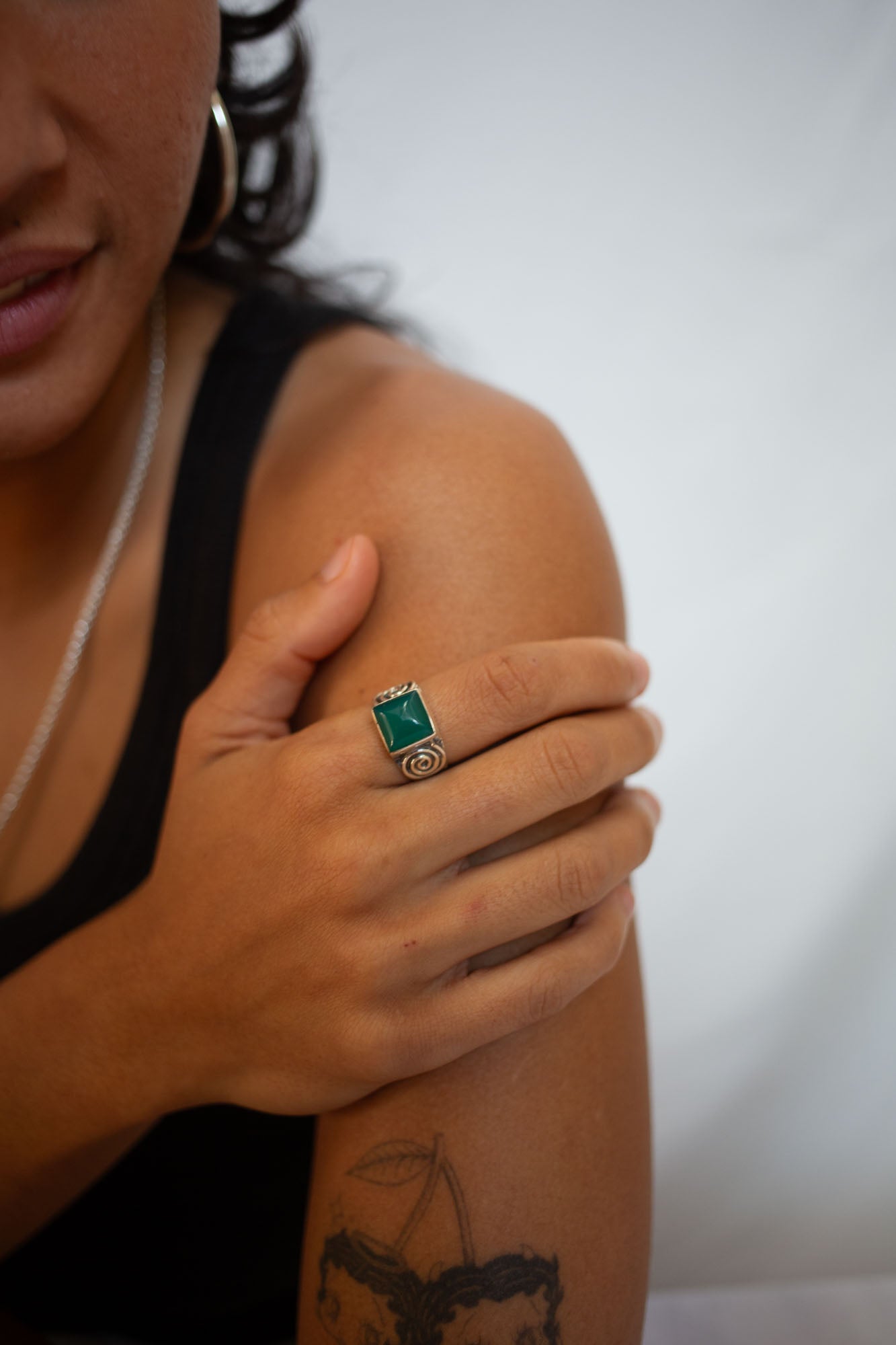 Green Onyx Labyrinth Ring