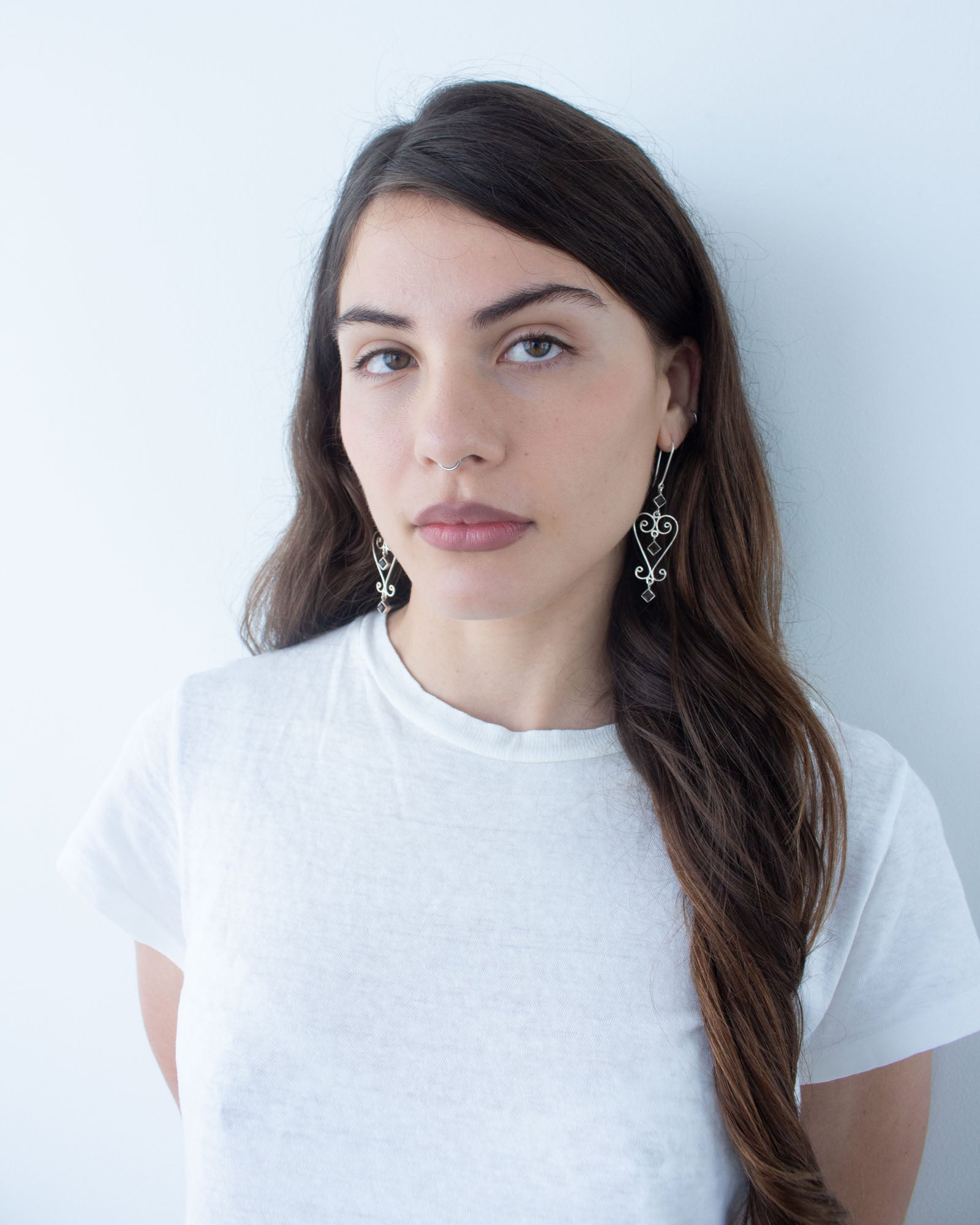 Smokey quartz Baba Heart Earrings