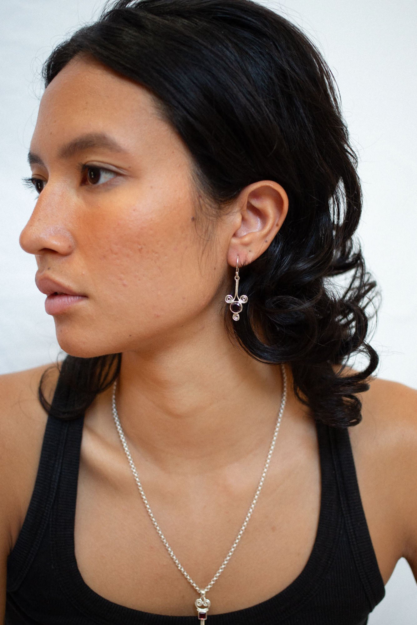 Garnet Three Wishes Earrings