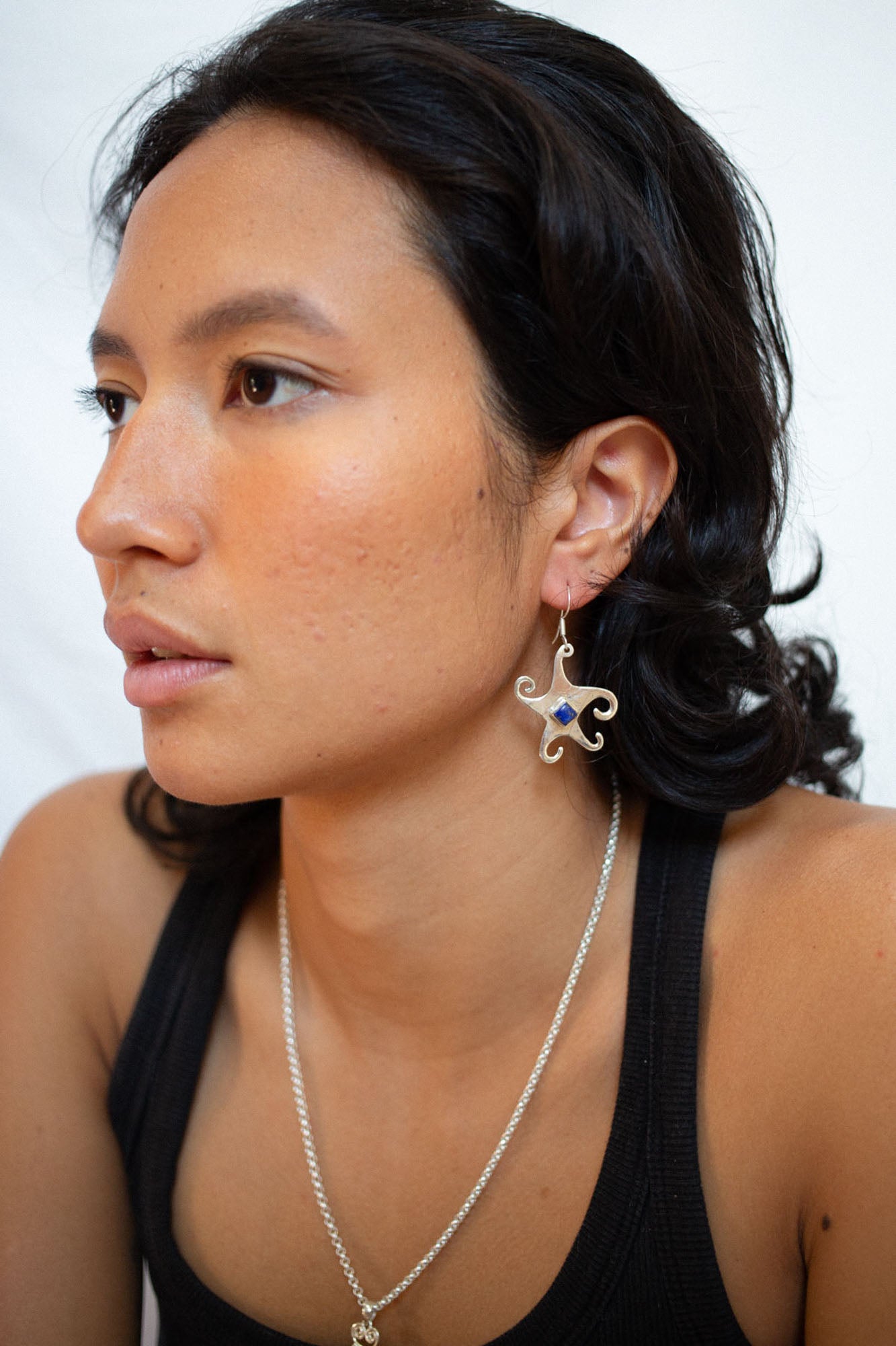 Lapis Whimsical Star Earrings