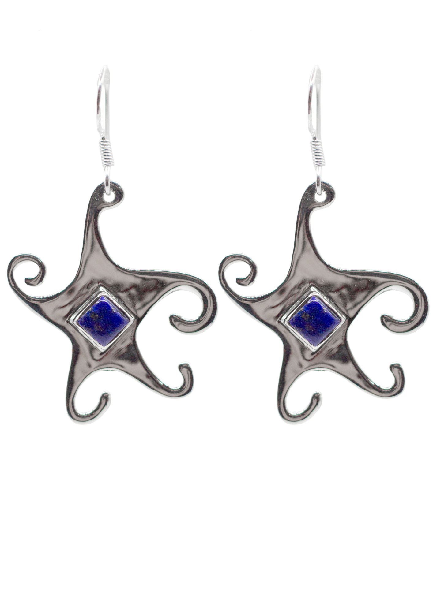 Lapis Whimsical Star Earrings