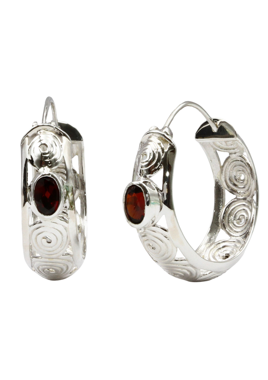 Garnet Swirly Hoops