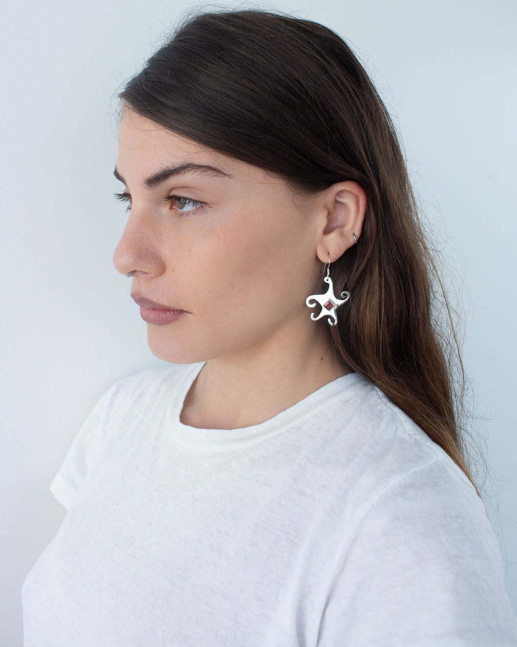 Garnet Whimsical Star Earrings