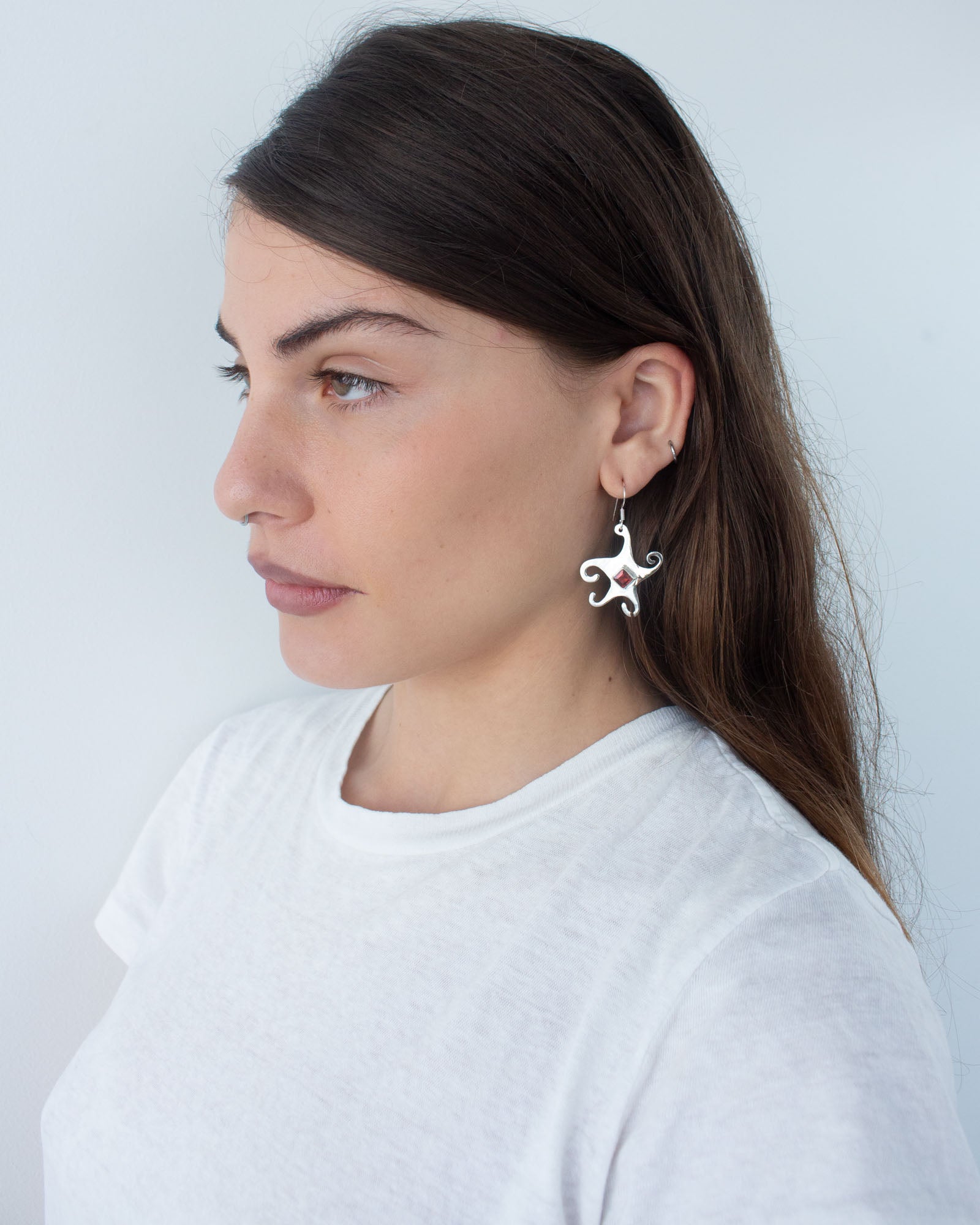 Garnet Whimsical Star Earrings