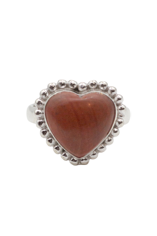 Red Jasper Heart Ring