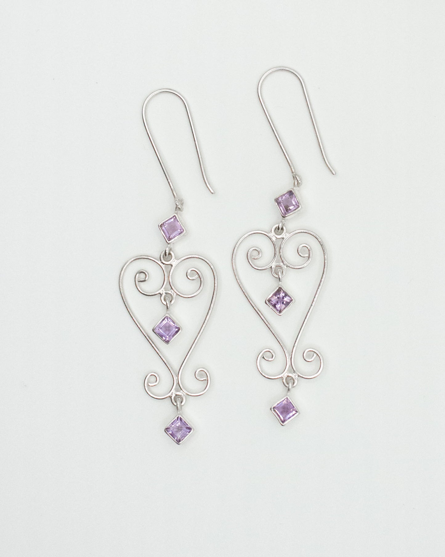 Amethyst Baba Heart Earrings