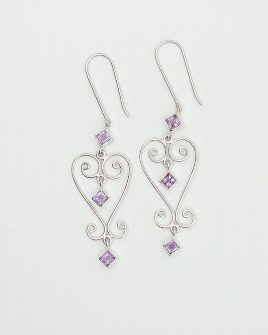 Amethyst Baba Heart Earrings