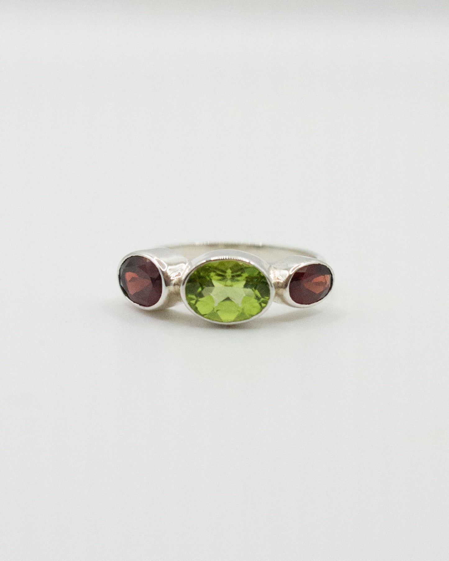 Garnet and Peridot Polkadot Ring