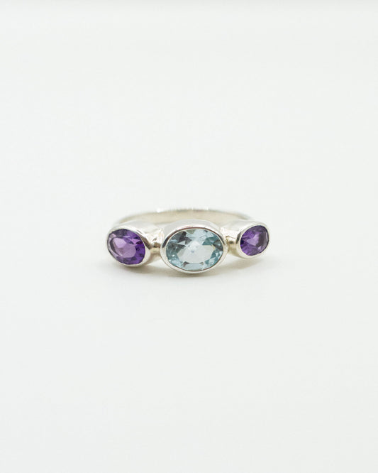 Amethyst and Blue Topaz Polkadot Ring